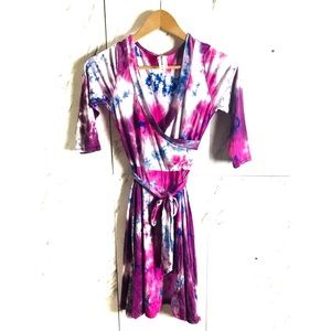 Beautiful tie dye faux wrap dress in size medium.